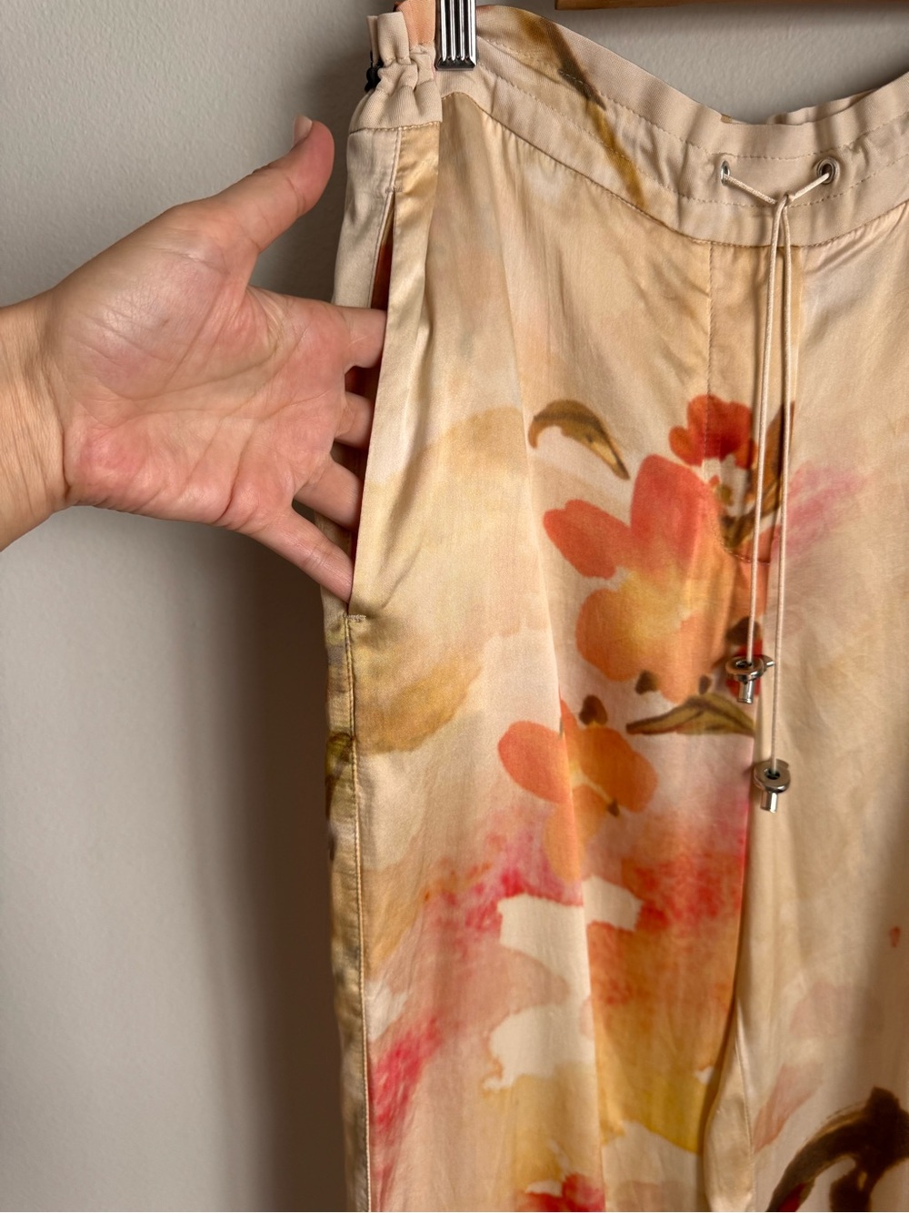 Vintage FERRE Floral Lounge Set 44 | Watercolor Print Top & Wide Leg Pants - Picture 10 of 16